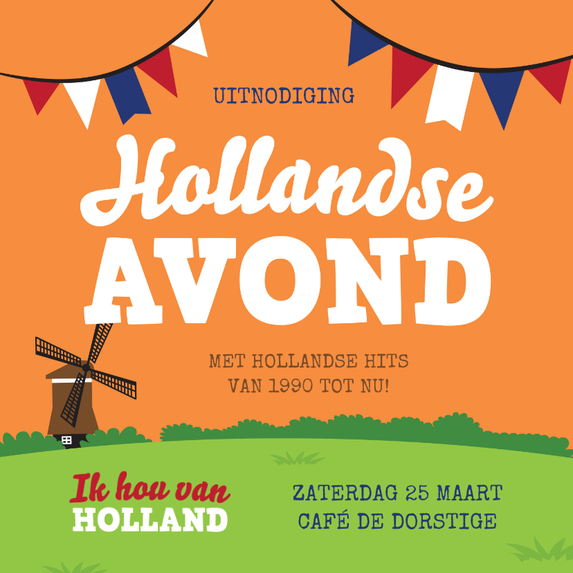 Uitnodigingen - Uitnodiging Hollandse avond oud Hollands feest party