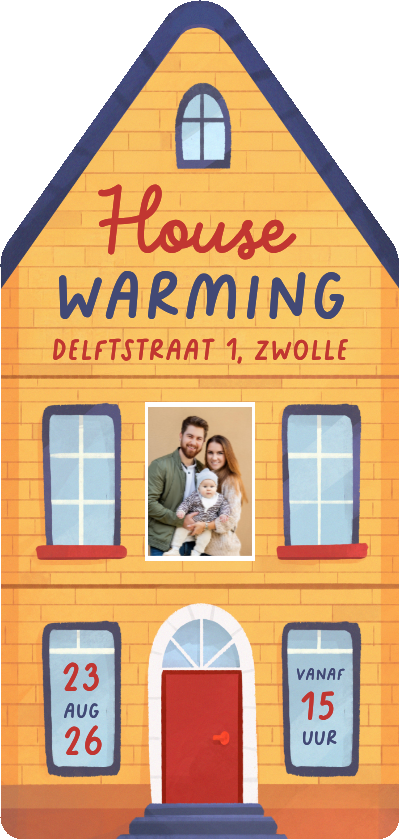 Uitnodigingen - Uitnodiging housewarming huisje foto nieuwe woning