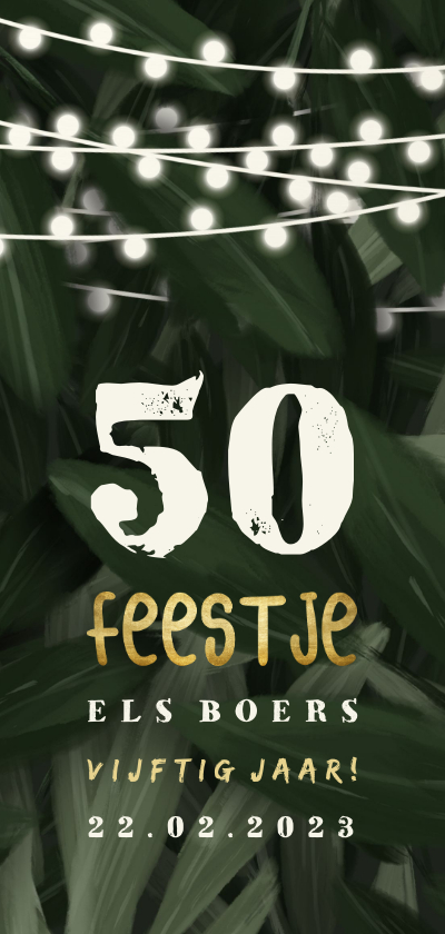 Uitnodiging jungle bladeren feestje met lampjes - Uitnodigingen Uitnodigingen - Uitnodiging jungle bladeren feestje met lampjes