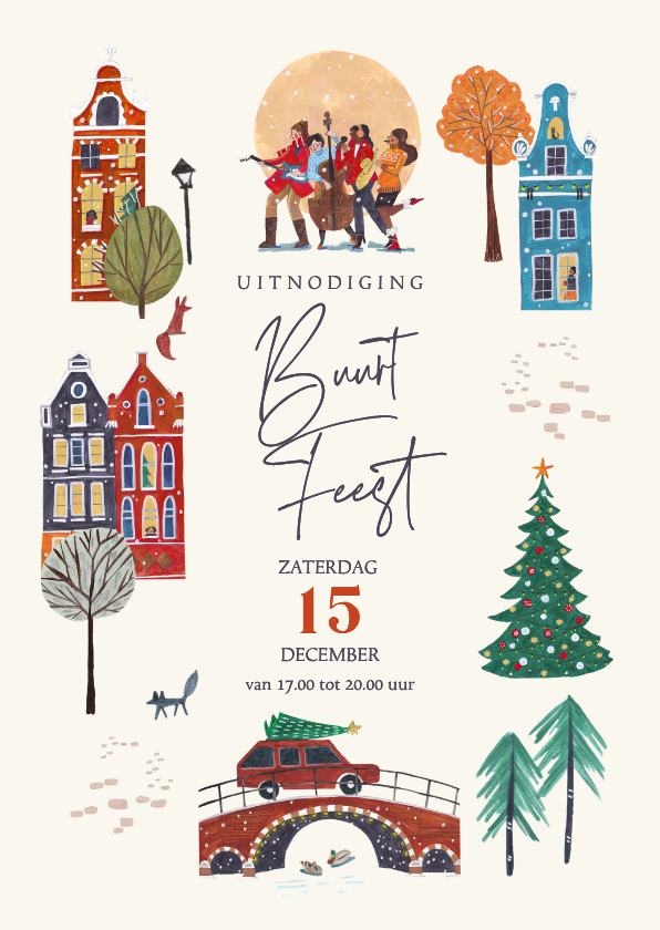 Uitnodigingen - Uitnodiging kerst buurtfeest grachtenpanden