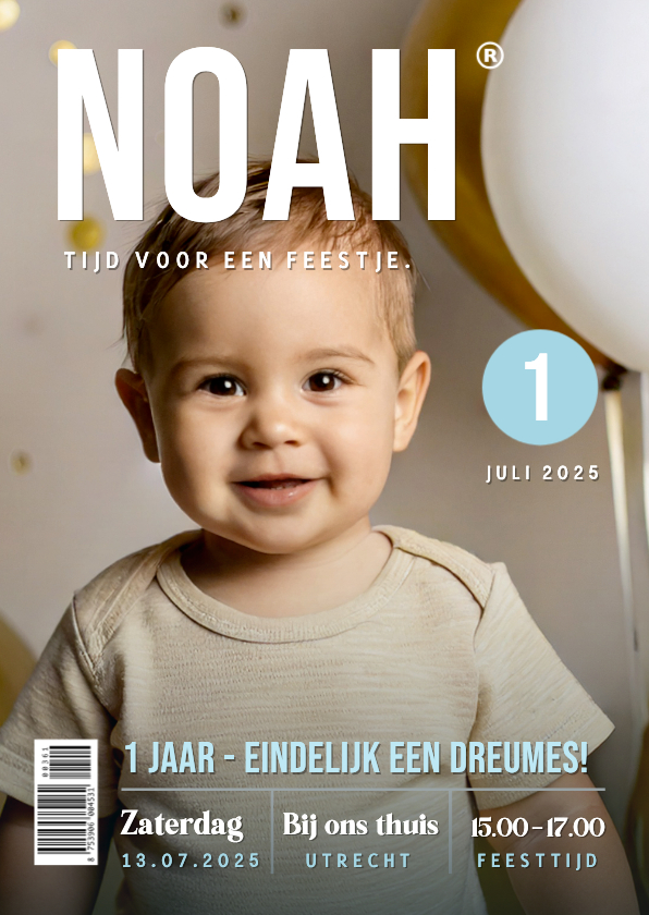 Uitnodiging kinderverjaardag tijdschrift stijl met foto - Uitnodigingen Uitnodigingen - Uitnodiging kinderverjaardag tijdschrift stijl met foto
