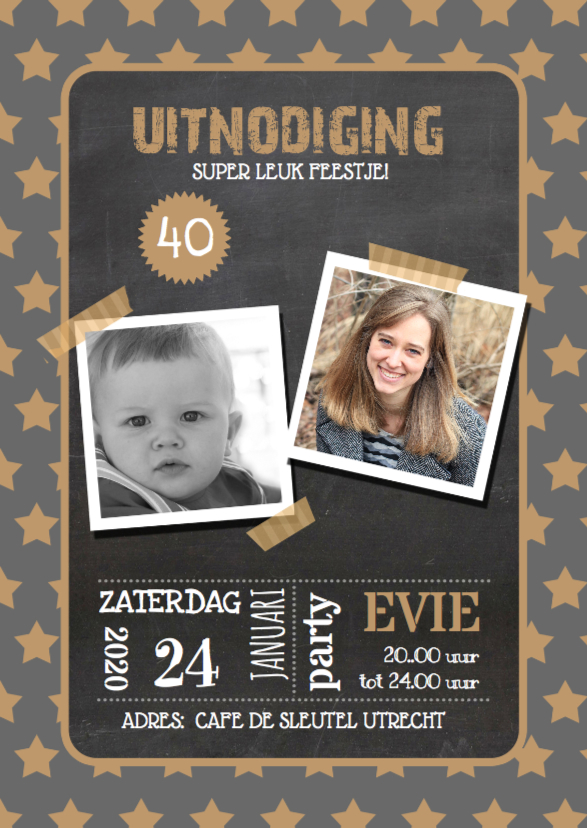 Uitnodiging krijtbord ster av - Uitnodigingen Uitnodigingen - Uitnodiging krijtbord ster av