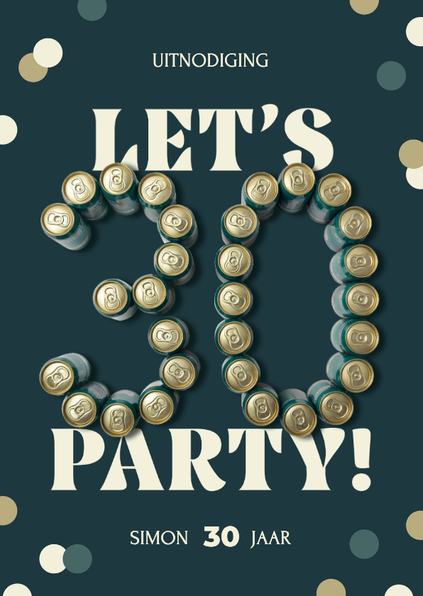 Uitnodiging let's party 30 jaar in bierblikjes - Uitnodigingen Uitnodigingen - Uitnodiging let's party 30 jaar in bierblikjes