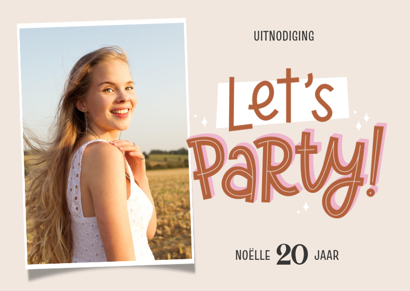 Uitnodigingen - Uitnodiging let's party typografie met foto