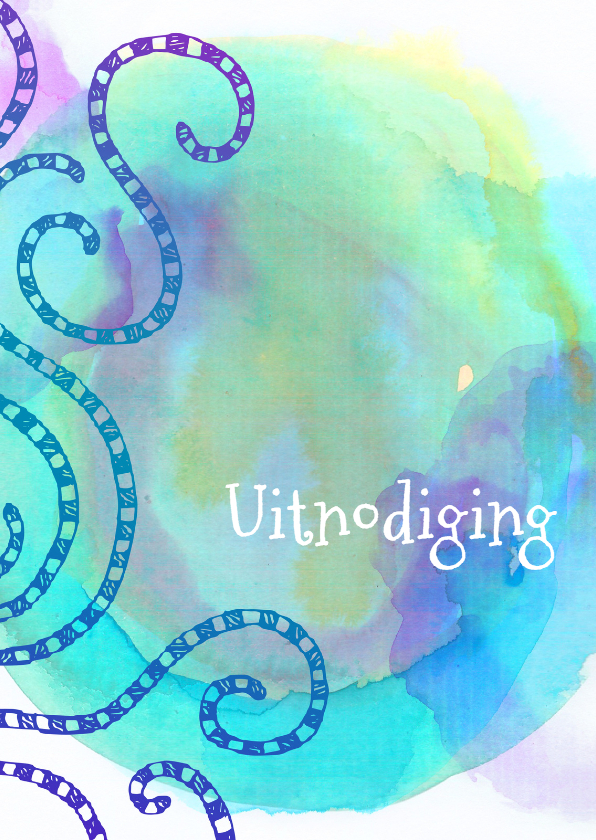 Uitnodiging lijnen watercolour - Uitnodigingen Uitnodigingen - Uitnodiging lijnen watercolour