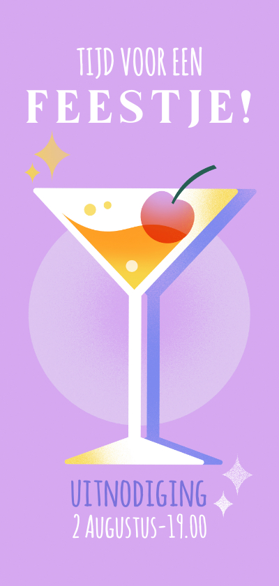 Uitnodiging met cocktailglas - Uitnodigingen Uitnodigingen - Uitnodiging met cocktailglas