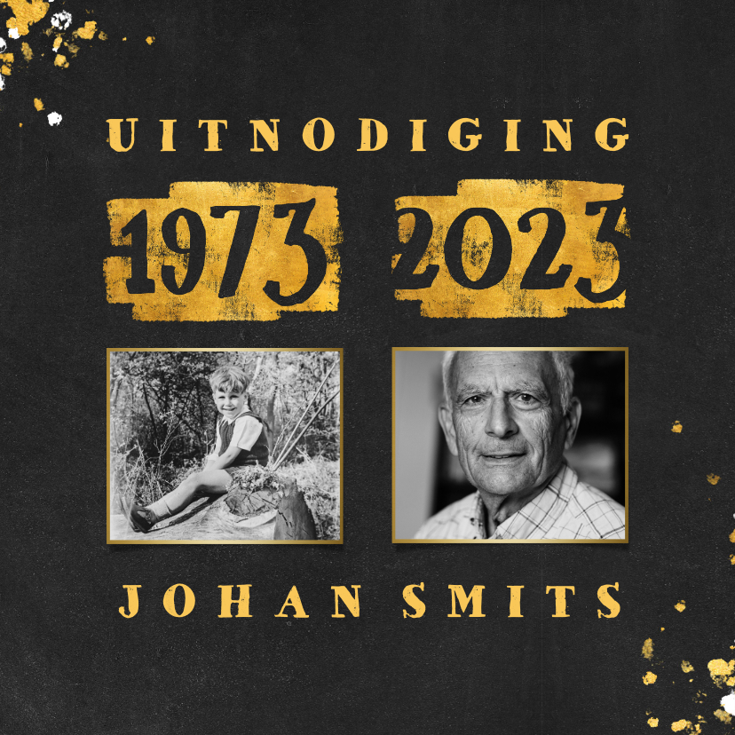 Uitnodiging met foto en goudlook 1973/2023 - Uitnodigingen Uitnodigingen - Uitnodiging met foto en goudlook 1973/2023