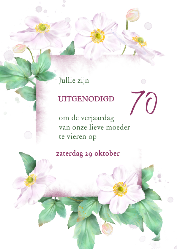 Uitnodiging met herfstanemonen - Uitnodigingen Uitnodigingen - Uitnodiging met herfstanemonen