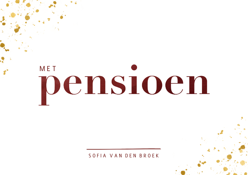 Uitnodiging met pensioen in waterverf met goud spetters - Uitnodigingen Uitnodigingen - Uitnodiging met pensioen in waterverf met goud spetters