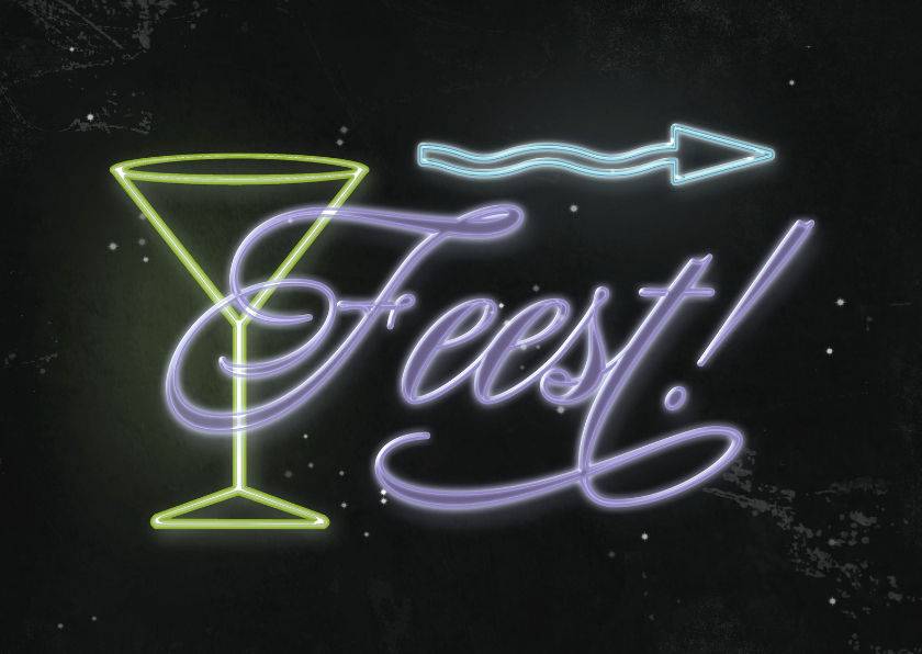 Uitnodiging neon feest C - Uitnodigingen Uitnodigingen - Uitnodiging neon feest C