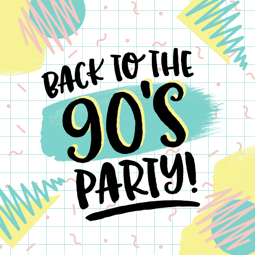 Meander blik Steken Uitnodiging nineties 90's feest party | Kaartje2go