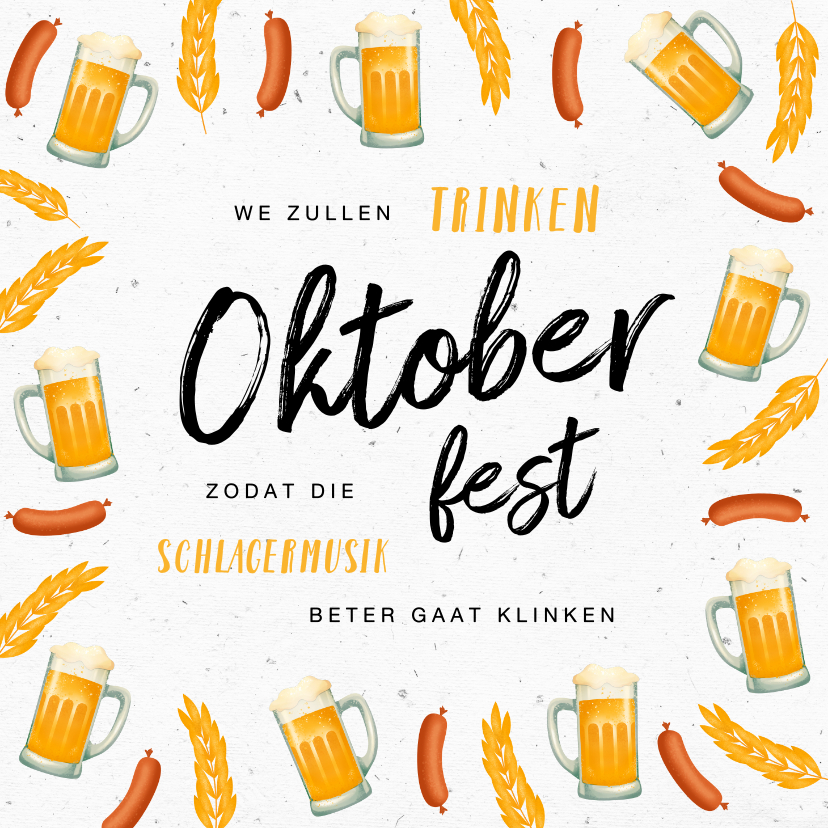 Uitnodigingen - Uitnodiging Oktoberfest bier worst duits