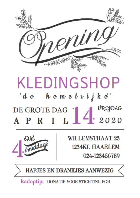 Uitnodiging opening lettering av - Uitnodigingen Uitnodigingen - Uitnodiging opening lettering av