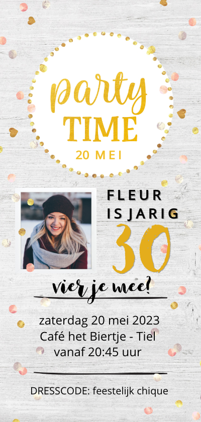 Uitnodiging - party time goudlook - Uitnodigingen Uitnodigingen - Uitnodiging - party time goudlook