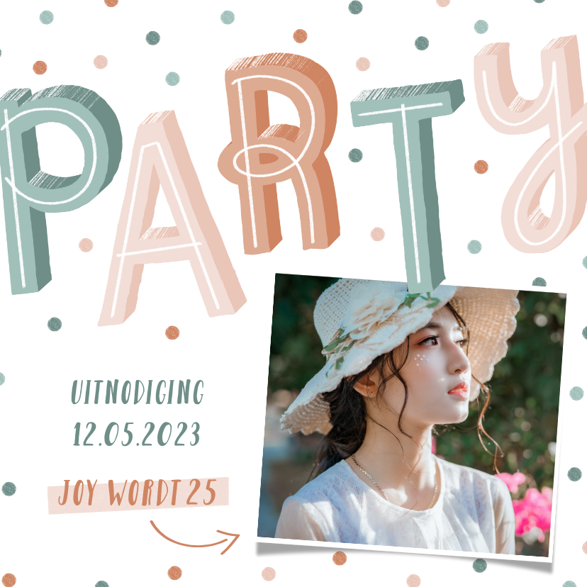 Uitnodiging pastel party met confetti - Uitnodigingen Uitnodigingen - Uitnodiging pastel party met confetti