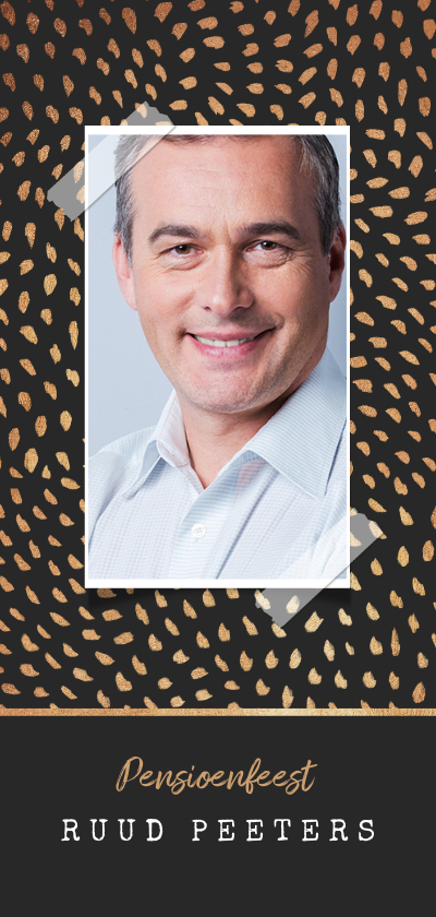 Uitnodiging pensioen goudlook patroon confetti foto - Uitnodigingen Uitnodigingen - Uitnodiging pensioen goudlook patroon confetti foto