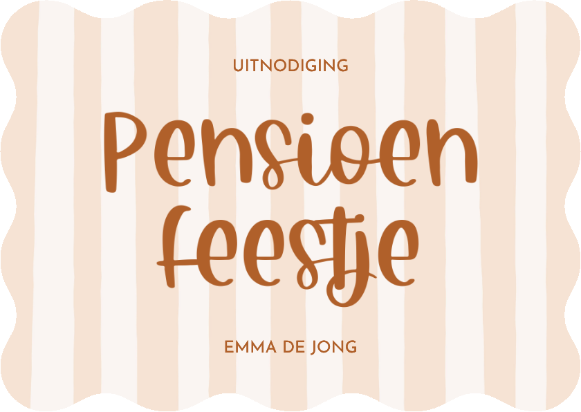 Uitnodigingen - Uitnodiging pensioen met beige streepjes golfvorm