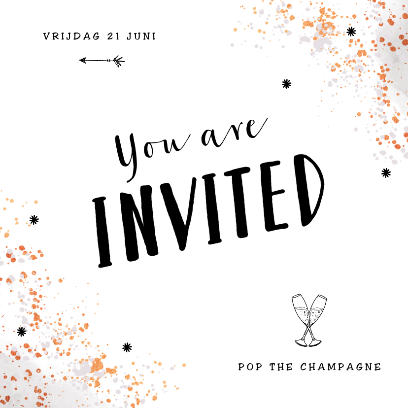 Uitnodigingen - Uitnodiging pop the champagne feestje borrel 