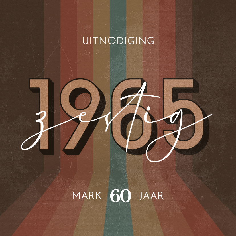 Uitnodiging retro 3d 1965 lijnen gekleurd zestig jaar - Uitnodigingen Uitnodigingen - Uitnodiging retro 3d 1965 lijnen gekleurd zestig jaar