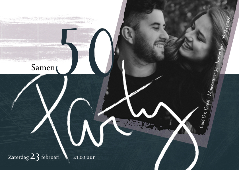 Uitnodigingen - Uitnodiging 'Samen 50', met handgeschreven tekst