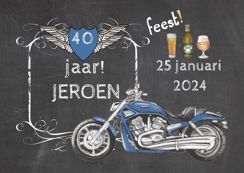 uitnodiging schoolbord motor - Uitnodigingen Uitnodigingen - uitnodiging schoolbord motor