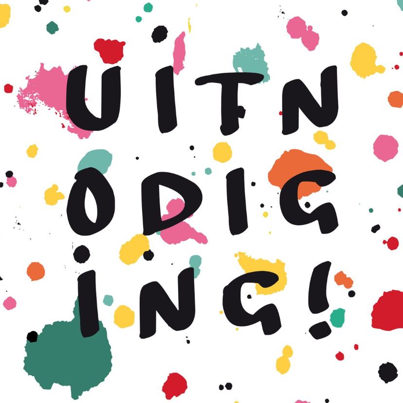 Uitnodiging-Spetters vierkant-HK - Uitnodigingen Uitnodigingen - Uitnodiging-Spetters vierkant-HK