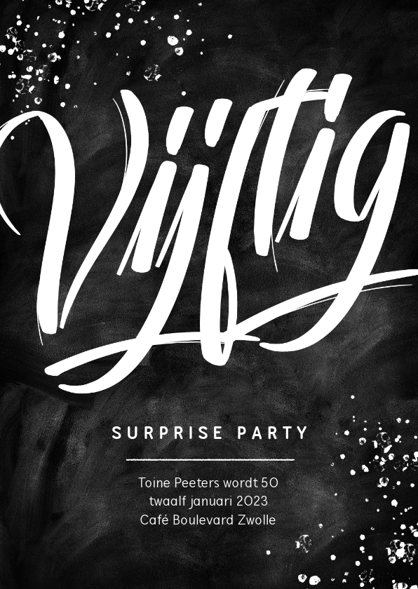 Uitnodigingen - Uitnodiging surprise party feestje 50 jaar krijt man