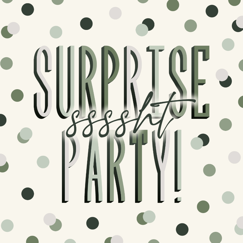 Uitnodigingen - Uitnodiging surpriseparty sssht groene confetti