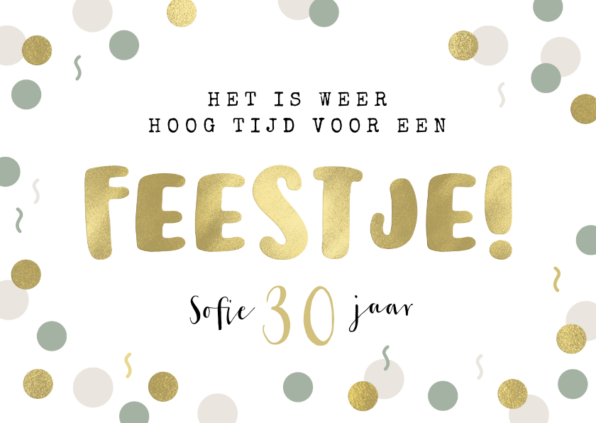 Uitnodigingen - Uitnodiging tijd voor een feestje confetti goud stijlvol