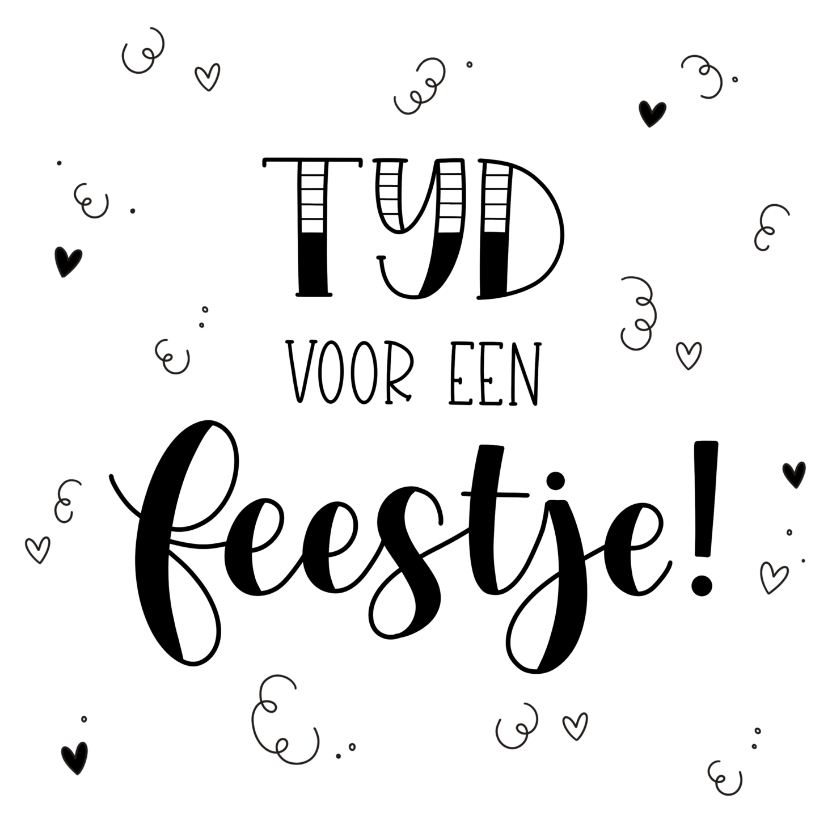 Uitnodigingen - Uitnodiging tijd voor een feestje handlettering