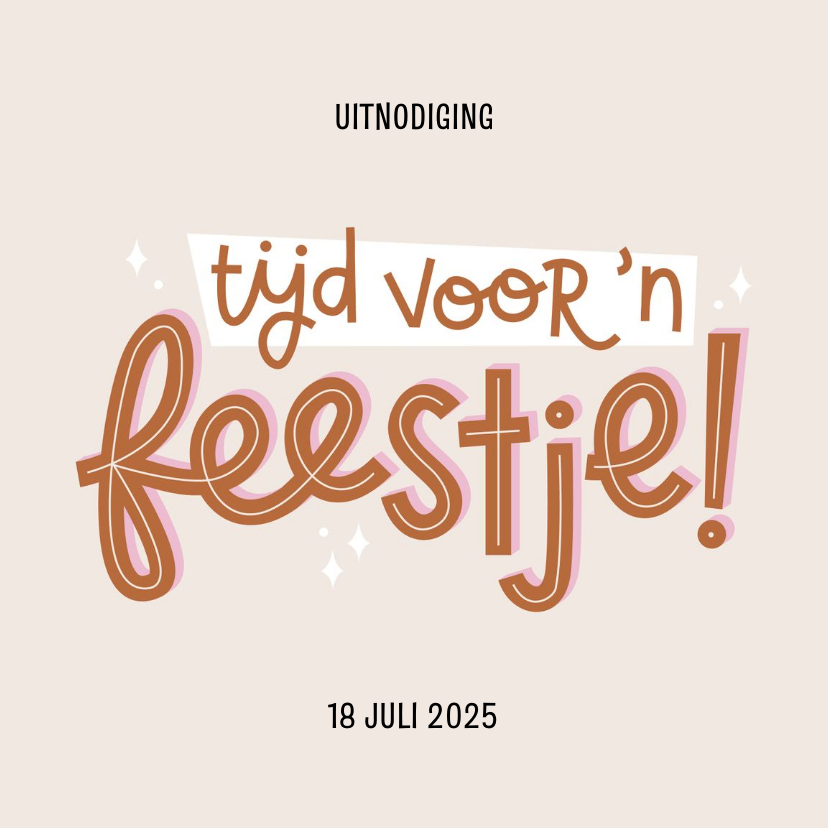 Uitnodigingen - Uitnodiging tijd voor een feestje speels 