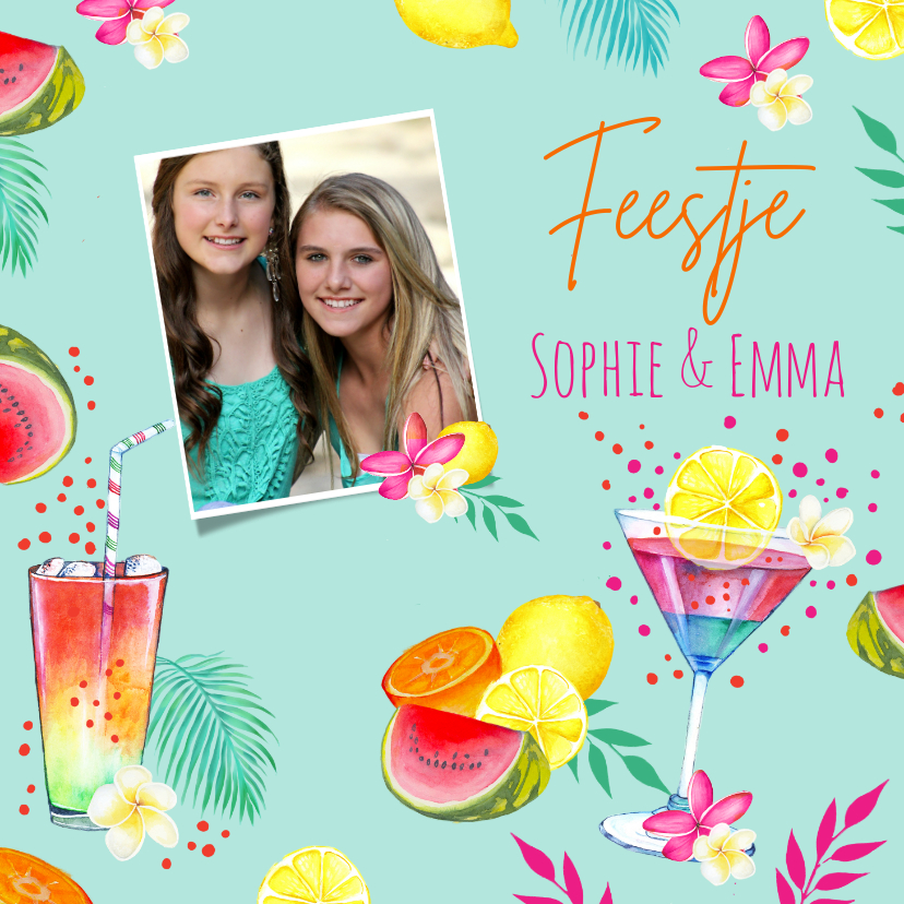 Uitnodiging tropicalfeestje cocktails - Uitnodigingen Uitnodigingen - Uitnodiging tropicalfeestje cocktails