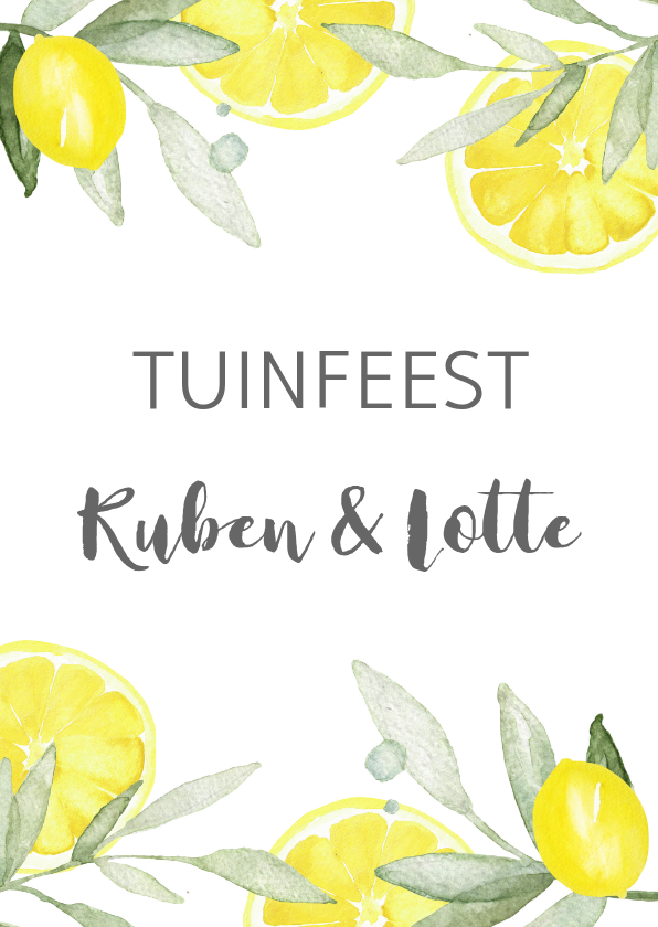 Uitnodigingen - Uitnodiging tuinfeest citroen