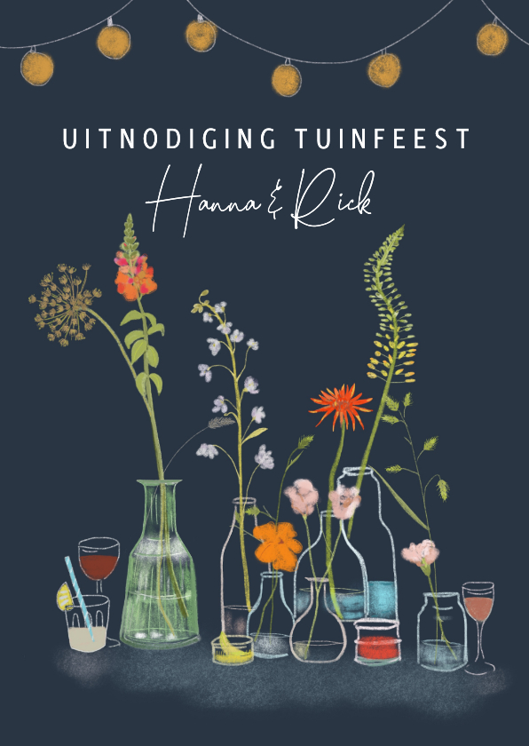 Uitnodigingen - Uitnodiging tuinfeest Flowers & Drinks