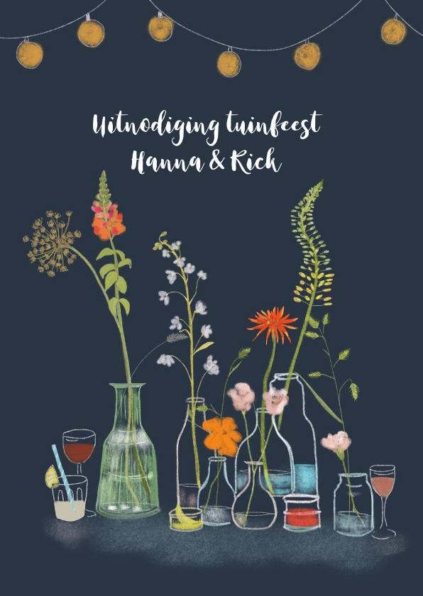 Uitnodigingen - Uitnodiging tuinfeest Flowers & Drinks