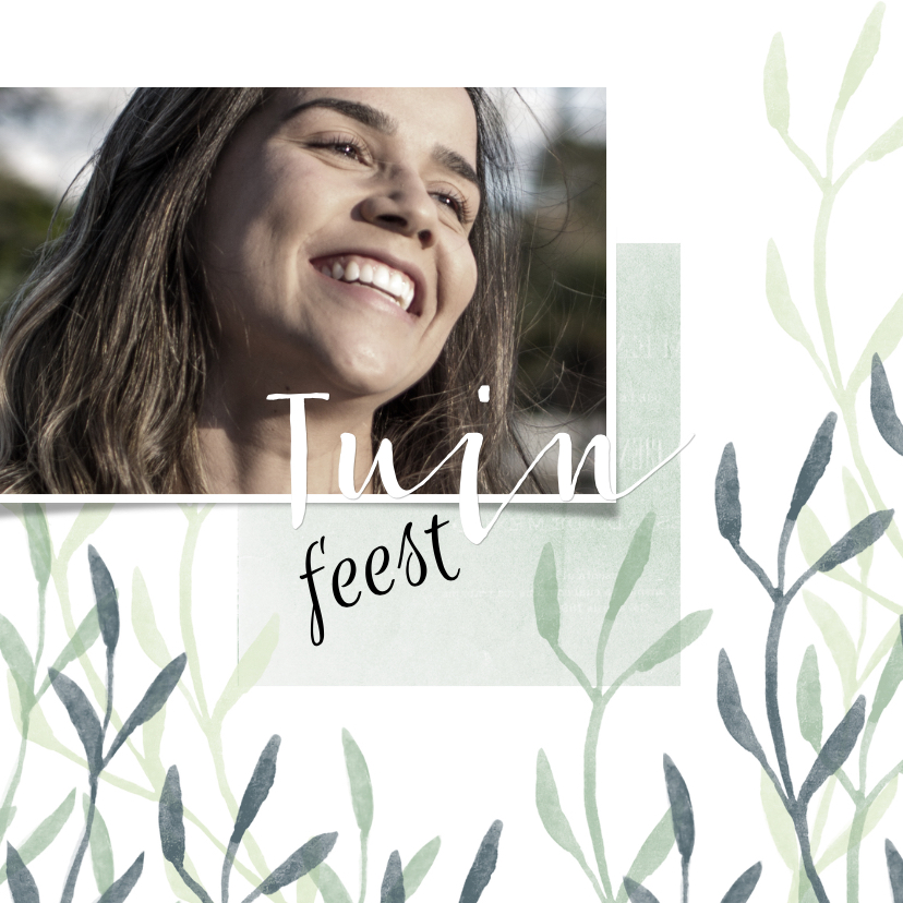 Uitnodiging tuinfeest met foto en plantjes - Uitnodigingen Uitnodigingen - Uitnodiging tuinfeest met foto en plantjes