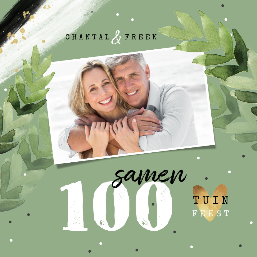 Uitnodiging tuinfeest samen 100 groen foto confetti - Uitnodigingen Uitnodigingen - Uitnodiging tuinfeest samen 100 groen foto confetti