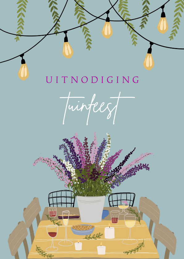 Uitnodigingen - Uitnodiging tuinfeest tuintafel