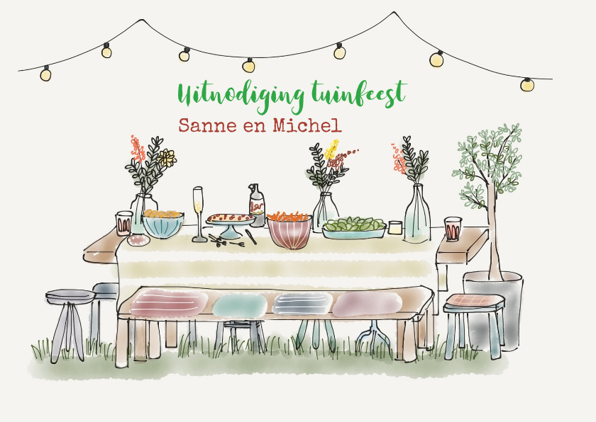 Uitnodiging tuintafel - Uitnodigingen Uitnodigingen - Uitnodiging tuintafel