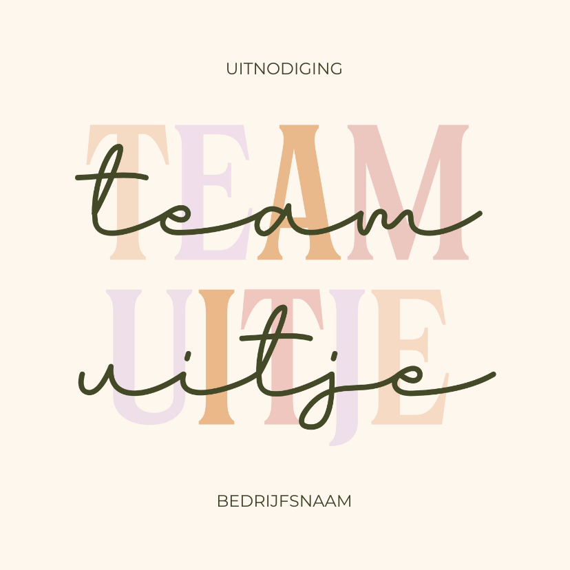 Uitnodigingen - Uitnodiging typografisch teamuitje gekleurd