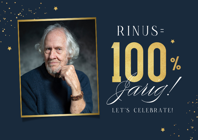Uitnodigingen - Uitnodiging verjaardag 100 jaar sterren goud foto 