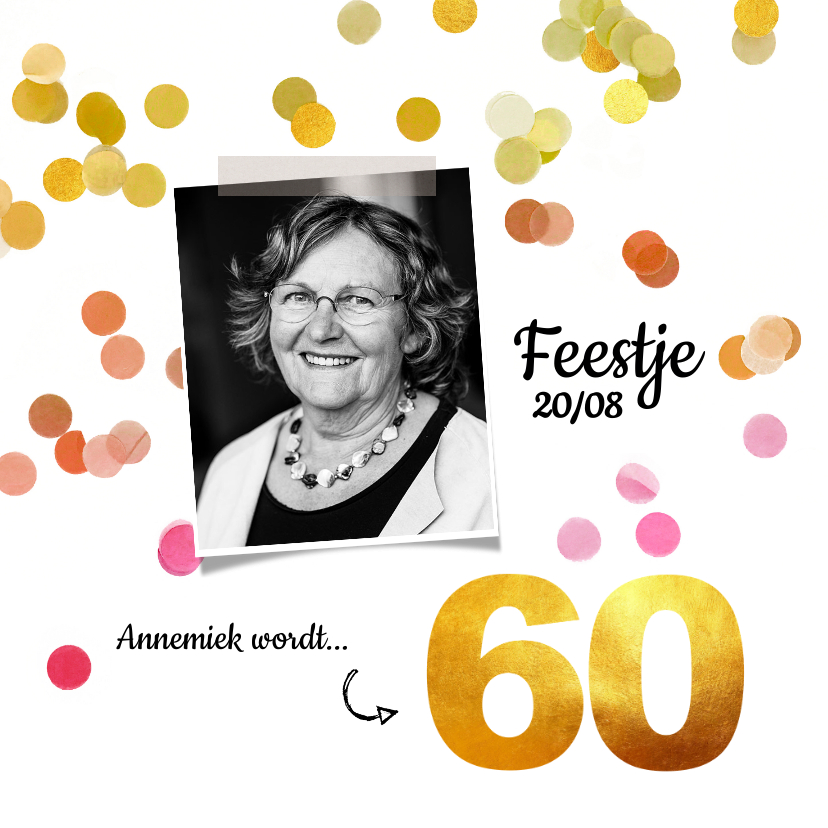 Uitnodiging verjaardag 60 goud - Uitnodigingen Uitnodigingen - Uitnodiging verjaardag 60 goud