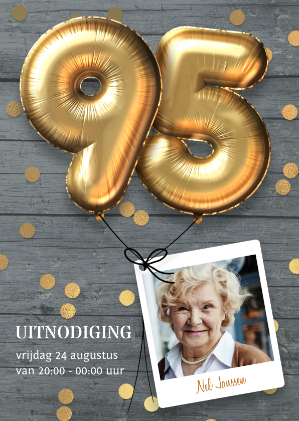 Uitnodigingen - Uitnodiging verjaardag 95 jaar ballon