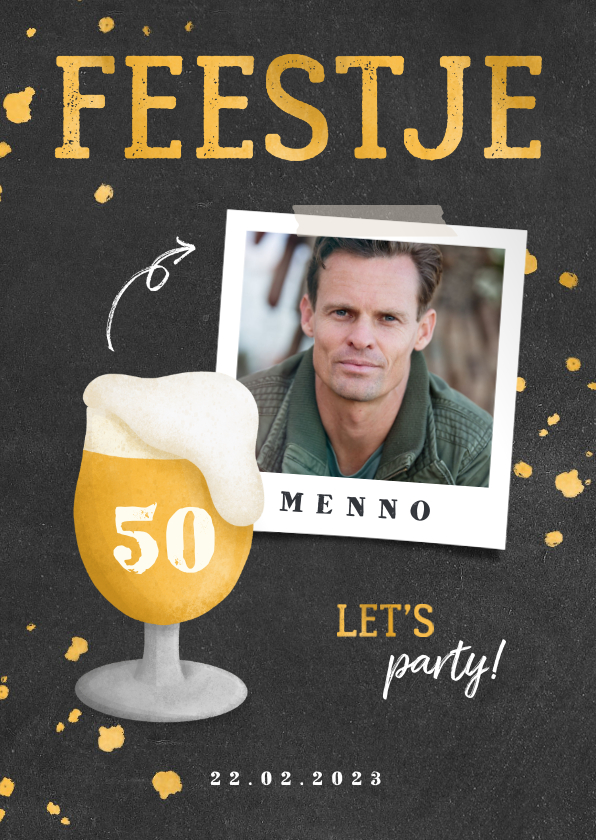 Uitnodiging verjaardag bierglas met foto en leeftijd - Uitnodigingen Uitnodigingen - Uitnodiging verjaardag bierglas met foto en leeftijd