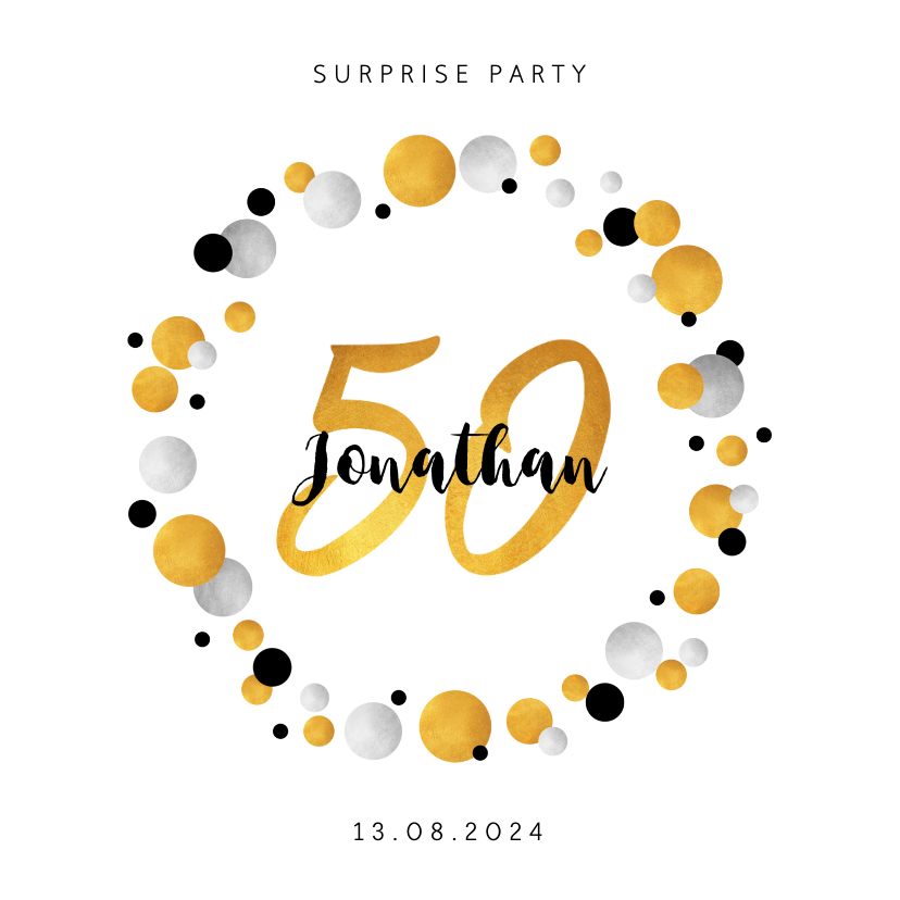 Uitnodigingen - Uitnodiging verjaardag confetti 50 jaar