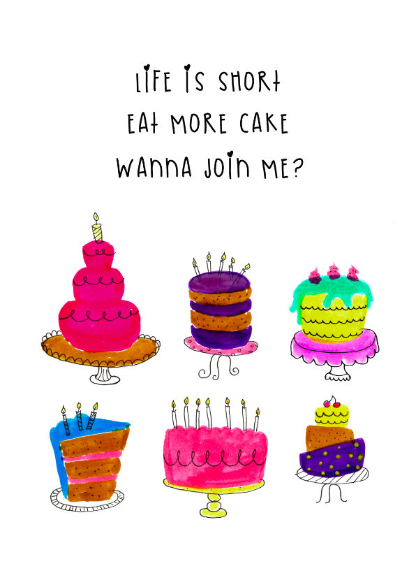 Uitnodigingen - Uitnodiging verjaardag EAT MORE CAKE CliniClowns