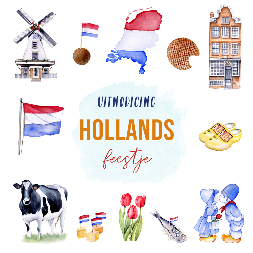 Uitnodigingen - Uitnodiging verjaardag Holland thema