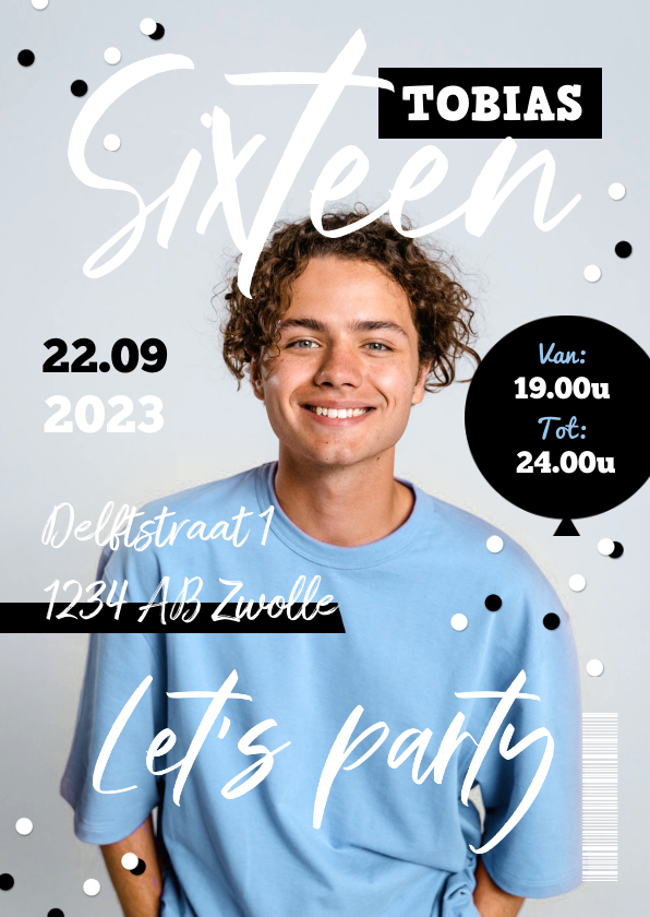 Uitnodiging verjaardag magazine cover confetti foto - Uitnodigingen Uitnodigingen - Uitnodiging verjaardag magazine cover confetti foto
