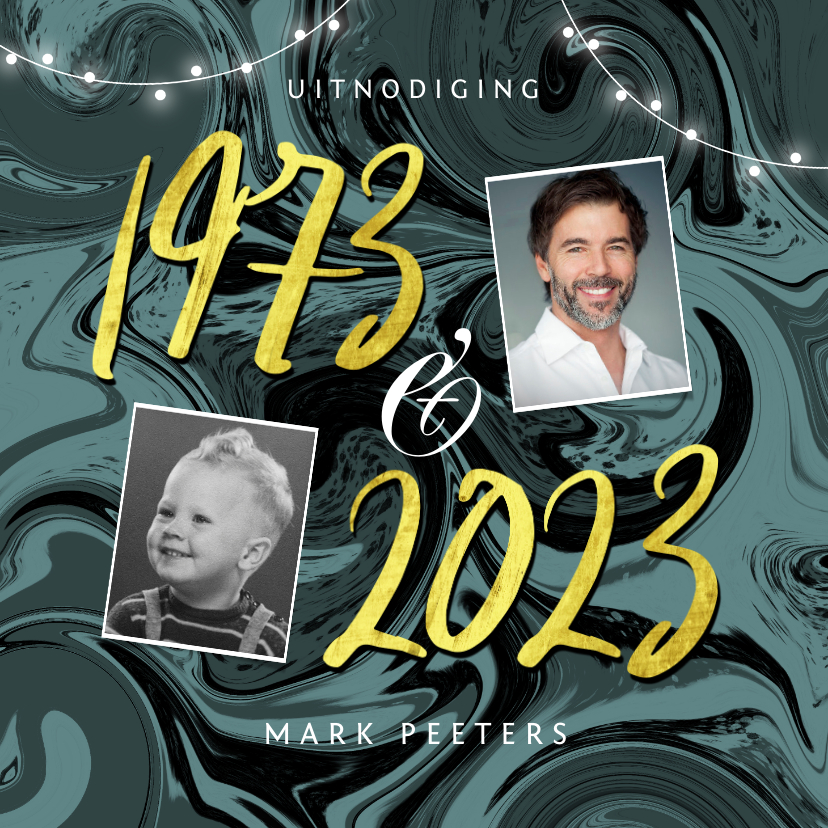Uitnodiging verjaardag verf trendy 50 jaar - Uitnodigingen Uitnodigingen - Uitnodiging verjaardag verf trendy 50 jaar