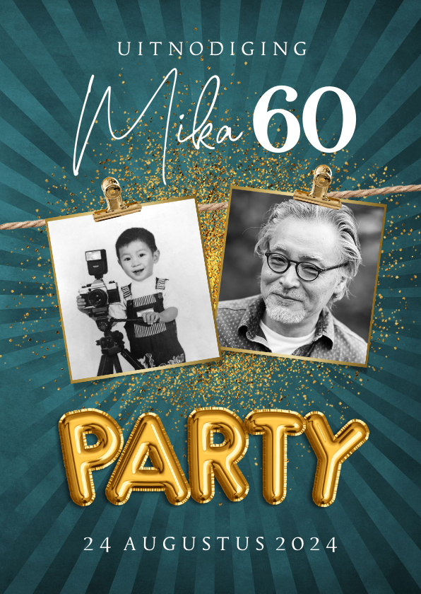 Uitnodigingen - Uitnodiging verjaardags 60 jaar goud party foto